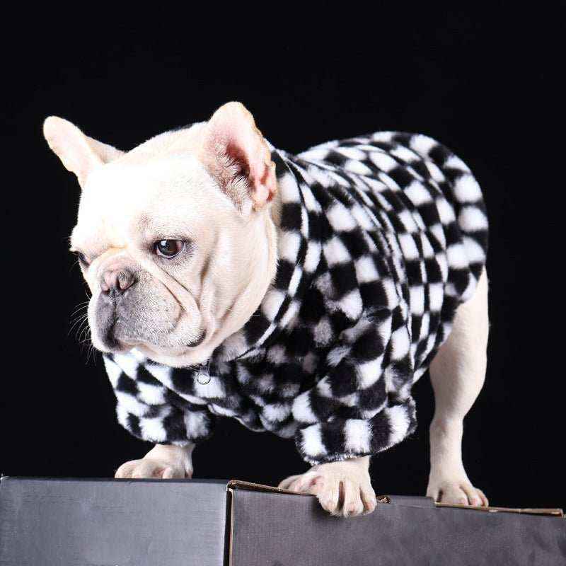 Felpa per Cani Modello "Sprint" – Fantasia a Scacchi Bianco e Nero - Dog Moda