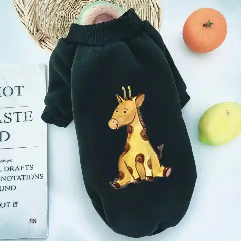 Felpina per Cani in Tinta Unita con Stampe di Animaletti - Must - Have Invernale di DogModa.it - Dog Moda