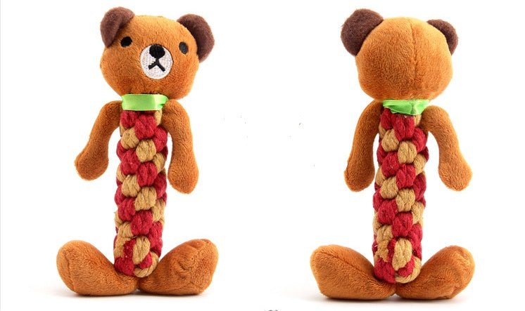 Gioco per Cani in Corda e Peluche con Sonaglio – Maiale, Orso, Panda e Altri - Dog Moda