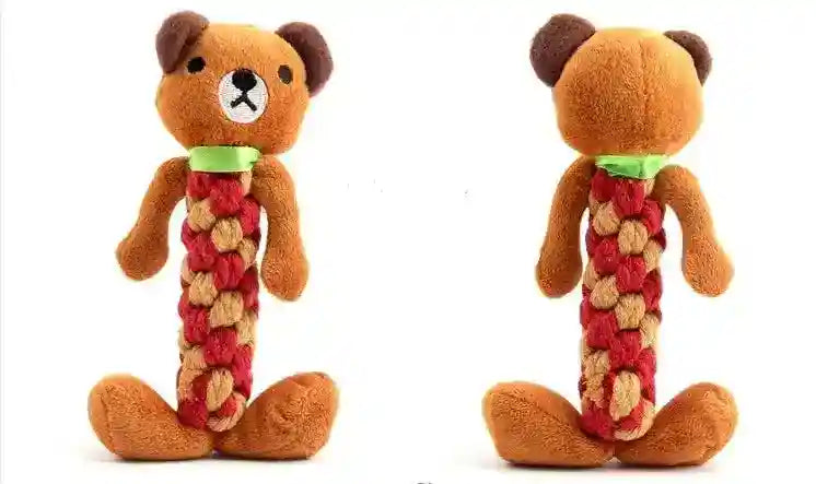 Gioco per Cani in Corda e Peluche con Sonaglio – Maiale, Orso, Panda e Altri - Dog Moda