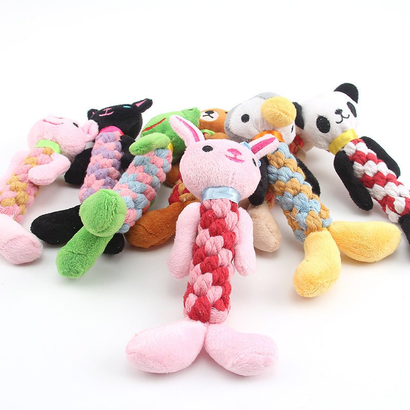 Gioco per Cani in Corda e Peluche con Sonaglio – Maiale, Orso, Panda e Altri - Dog Moda