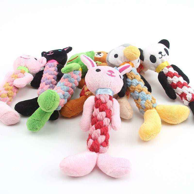 Gioco per Cani in Corda e Peluche con Sonaglio – Maiale, Orso, Panda e Altri - Dog Moda