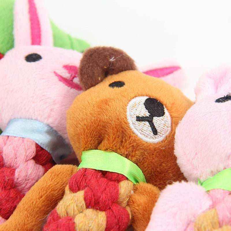 Gioco per Cani in Corda e Peluche con Sonaglio – Maiale, Orso, Panda e Altri - Dog Moda