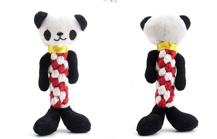 Gioco per Cani in Corda e Peluche con Sonaglio – Maiale, Orso, Panda e Altri - Dog Moda