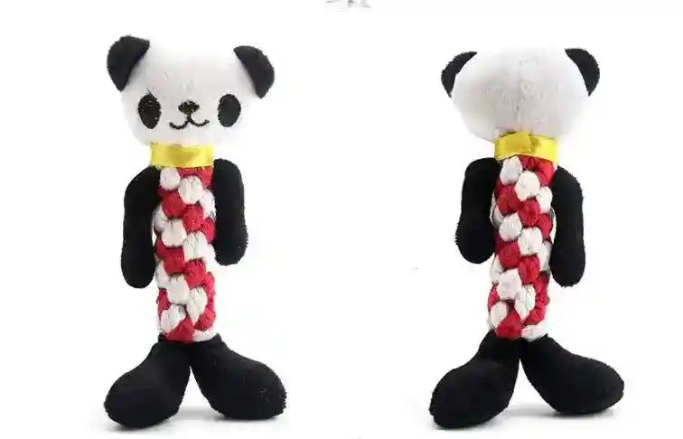 Gioco per Cani in Corda e Peluche con Sonaglio – Maiale, Orso, Panda e Altri - Dog Moda