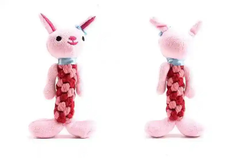Gioco per Cani in Corda e Peluche con Sonaglio – Maiale, Orso, Panda e Altri - Dog Moda