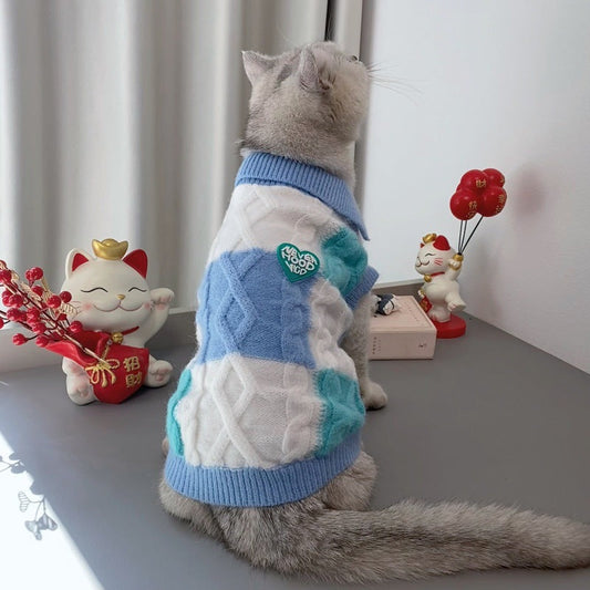 Gatto con maglione in lana in stile giapponese