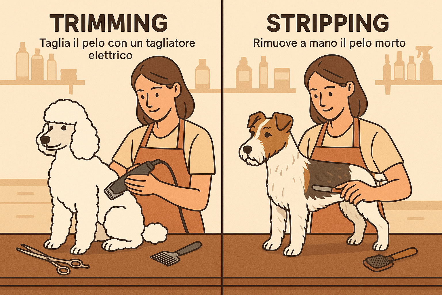 Trimming e stripping: differenze nei tagli per cani