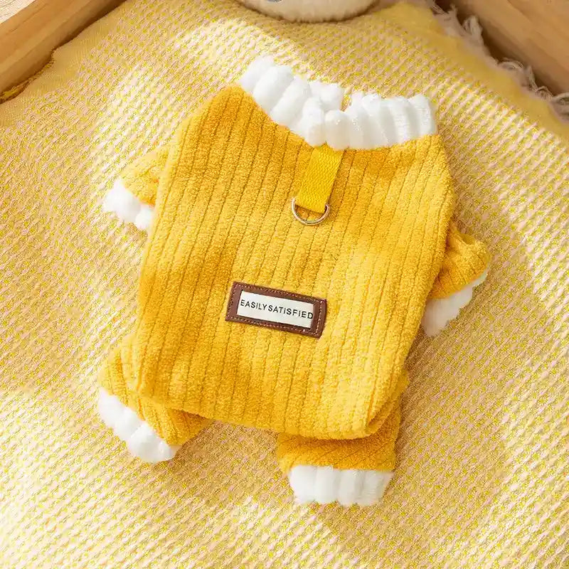 イージリーサティスファイド 犬猫用ジャンプスーツ - イエローリブ トレンディ