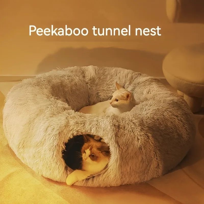 Soft Fleece Cat Play Tunnel – Fun and Comfort for Your Kitty