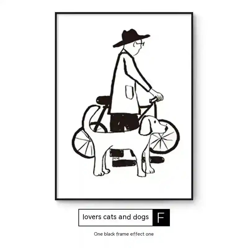 Quadro Astratto Persone con Cane - Stampa Decorativa Moderna by Dog Moda