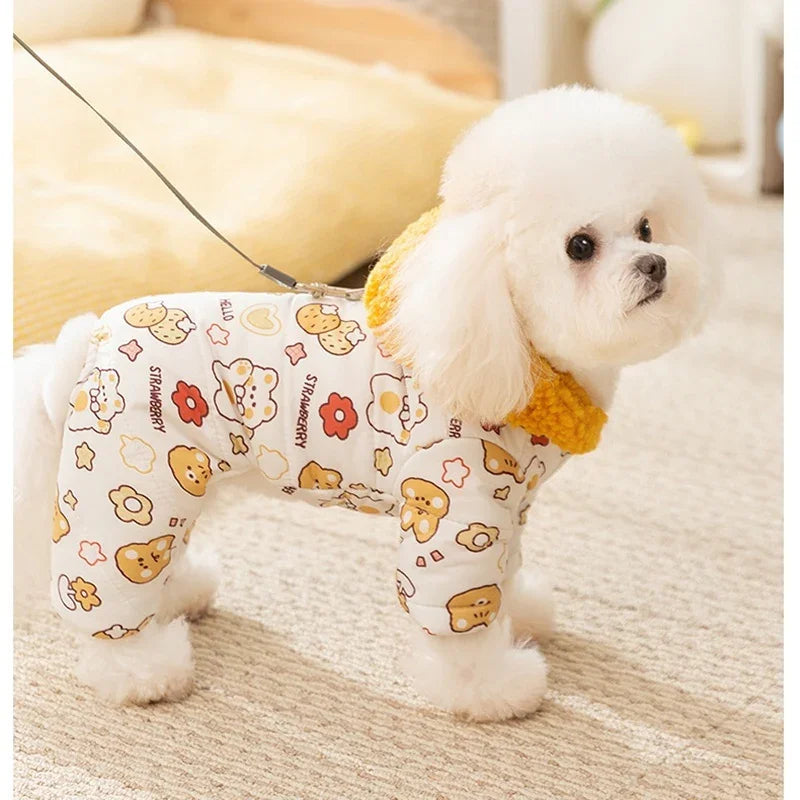 Strawberry rock för hundar 4 tassar - vadderad fleece med huva