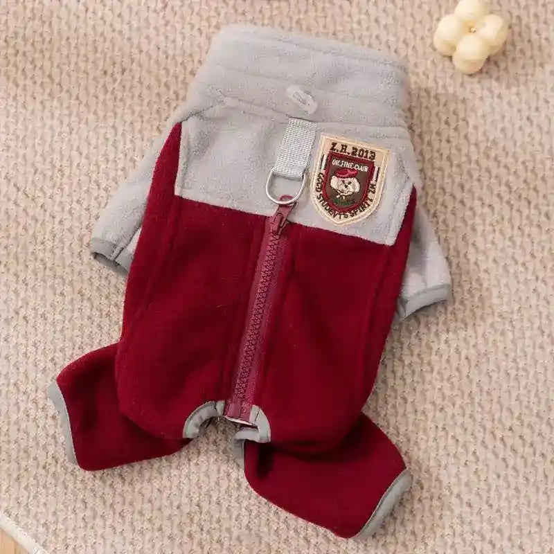 Mono de forro polar para gatos - 4 patas con cremallera frontal