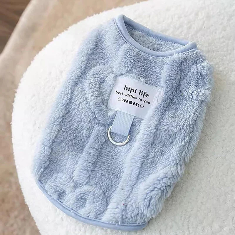 Exquisite Sleeveless Dog Sweater - Warm Fleece Ring Harness