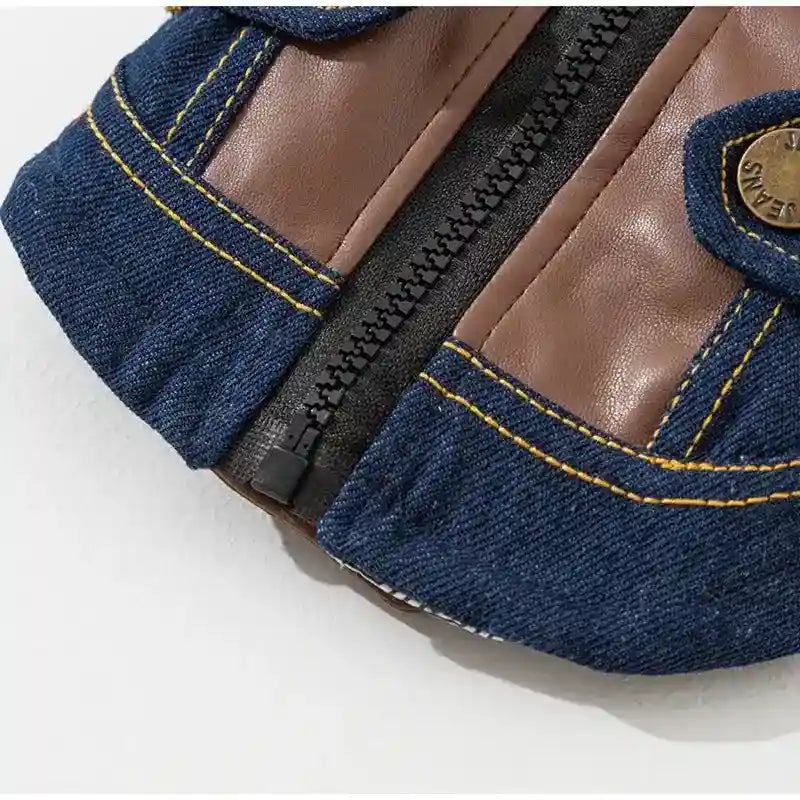Abrigo Vault Jeans de Ecopiel para Perros - Acolchado con Cremallera