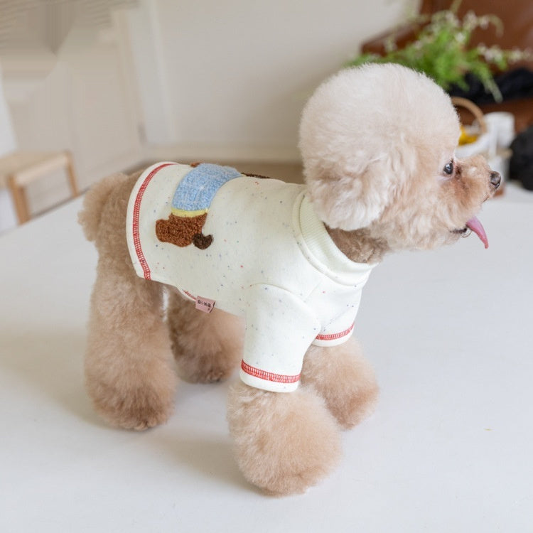 "Nicla" White Dog Sweater with Embroidery, Ideal for Small Sizes