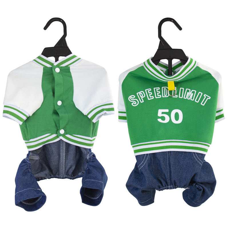 "Speed ​​Limit" Dog Coat - Sweatshirt with Harness Ring and Denim