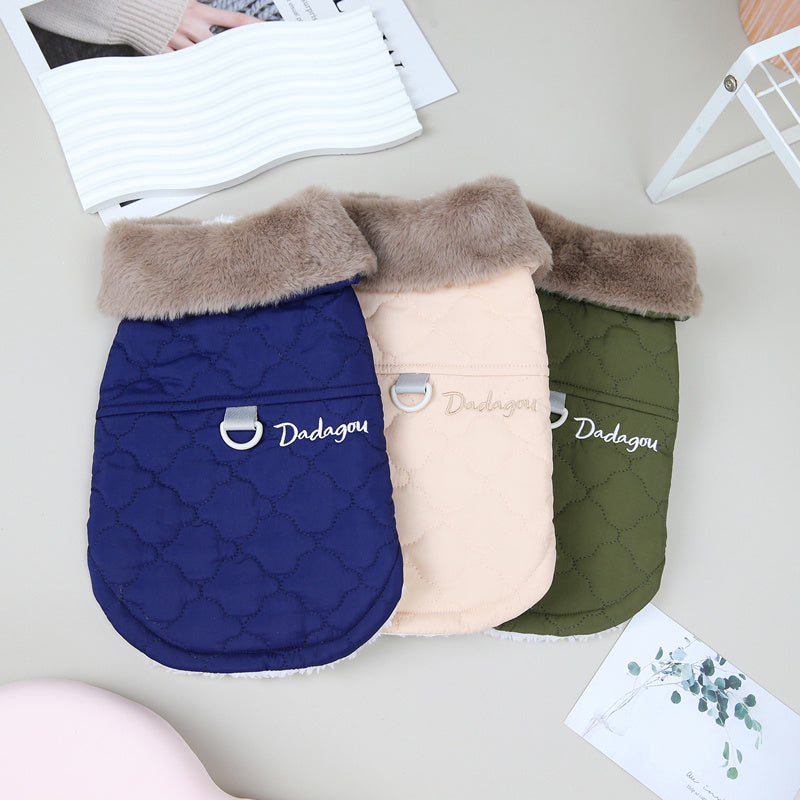 Sestriere Dadagou Dog Coat | Faux Fur Collar and Harness 
