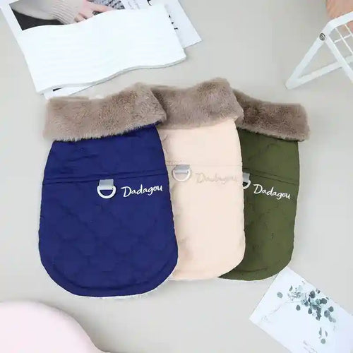 Cappotto per Cani Sestriere Dadagou | Colletto in Ecopelliccia e Pettorina by Dog Moda