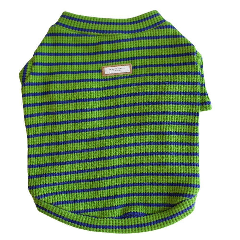 Green and Blue Striped Cotton Dog T-Shirt "New Fashion"