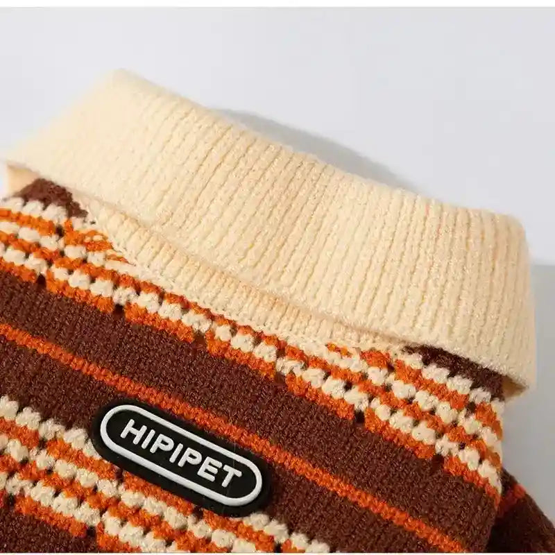 Suéter para Perros y Gatos de Rayas Caliente de Invierno Tejido de Punto