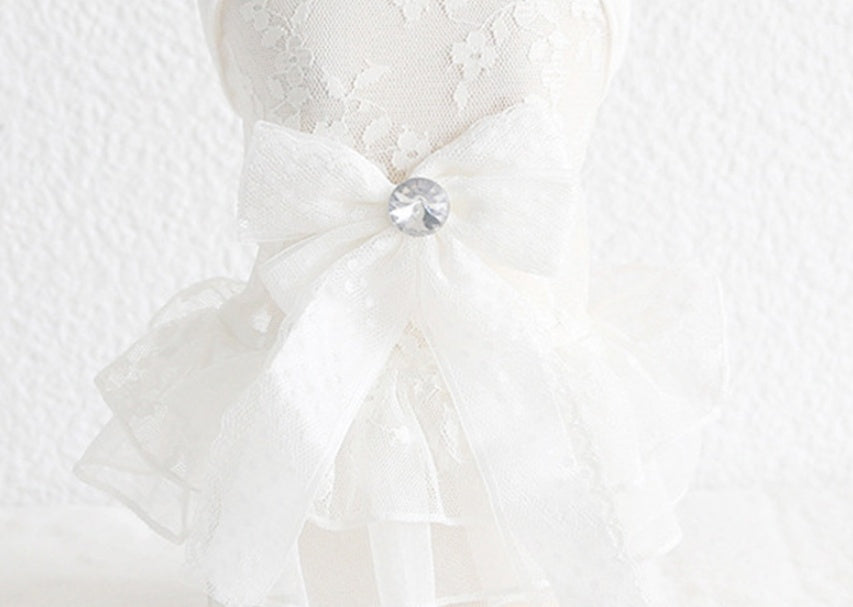 White Dog Formal Dress with "Frozen" Embroidery