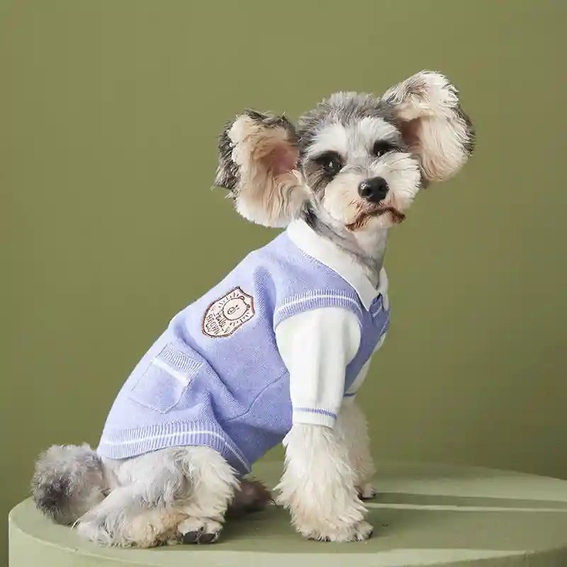 犬用セーター ハロー アズーロ - ダブルレイヤー ウール 暖かい