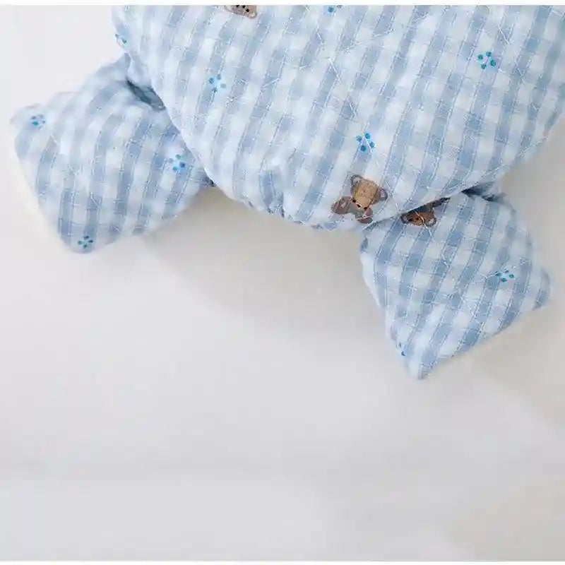 Abrigo para perros acolchado oso vichy rosa azul invernal