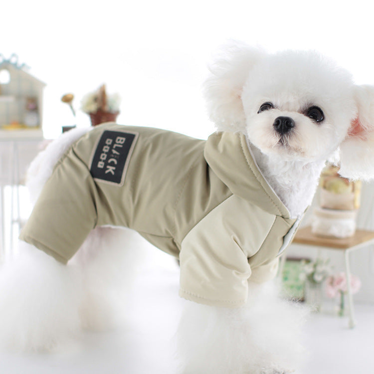 "Black" Dog Down Jacket with Waterproof Hood – Beige or Dark Green