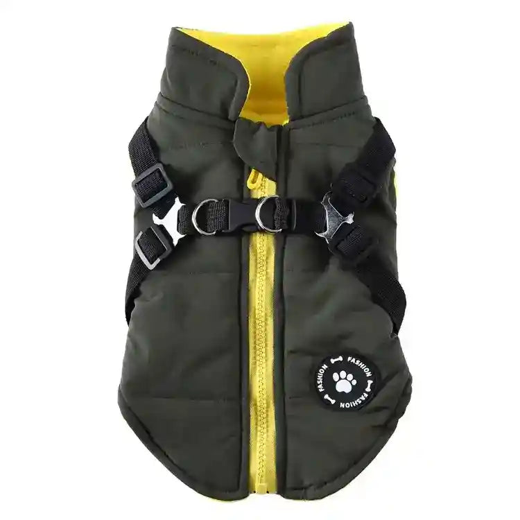 Cappotto Pettorina Integrata Cani - Pile Zip Antipioggia by null