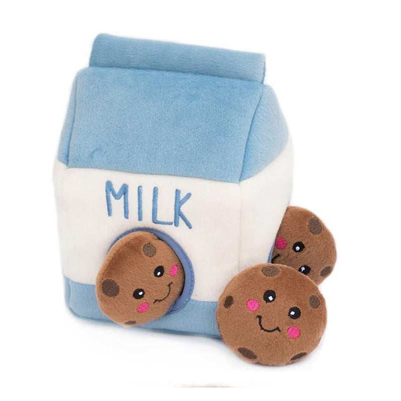 Interactive Plush Dog Toy – Milk Container with Cookies