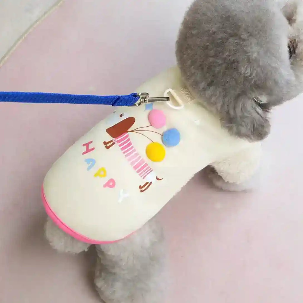 Abrigo para perros salchicha con globos de forro polar y pompón