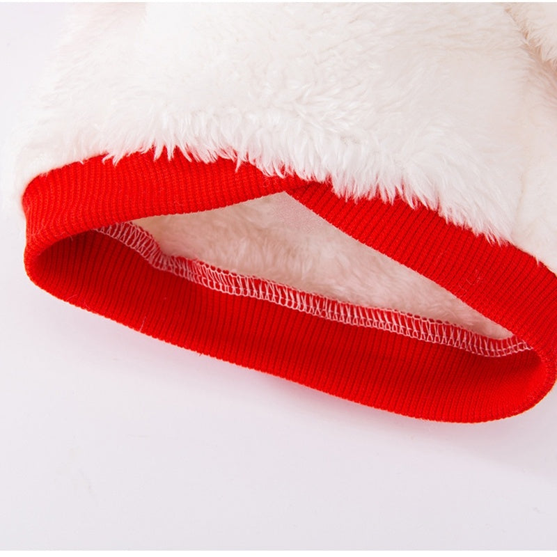 Fleecetröja för små hundar vit röd söt ansikte