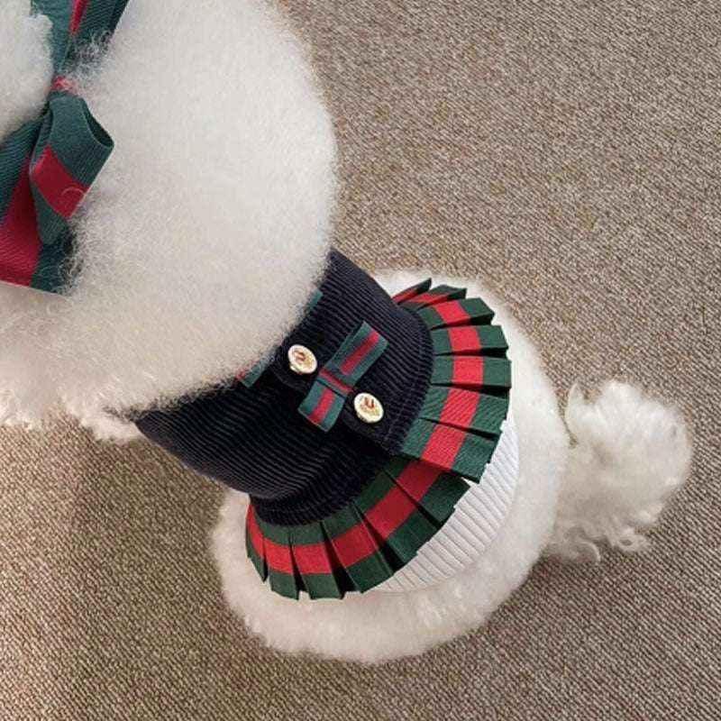 Vestito Elegante per Cani con Fiocco – Navy o Beige