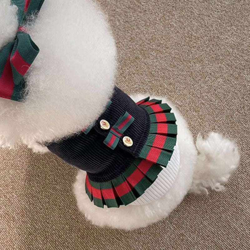 Vestito Elegante per Cani con Fiocco – Navy o Beige