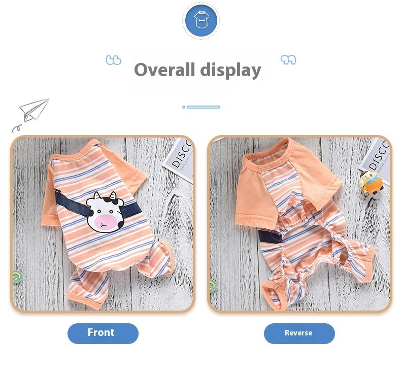 Pigiamino "Sweet Cow" a Righe per Cani - Dolcezza e Comfort Notturno - Dog Moda