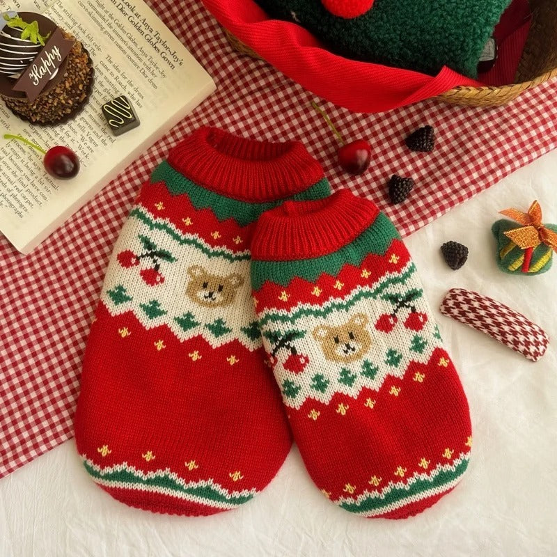 Maglioncino Rosso Orsetti Festivi - Speciale Natale - Dog Moda
