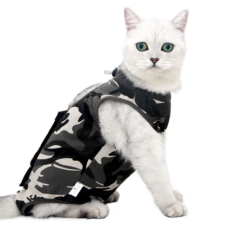 Tutina Post-Operatoria per Gatti Camouflage Nero/Grigio