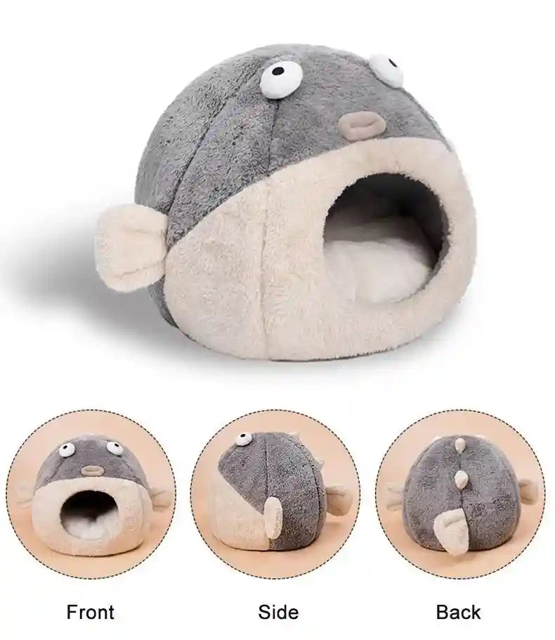 Cuccia Pesce Palla per Gatti - Morbida Grigio Beige by Dog Moda
