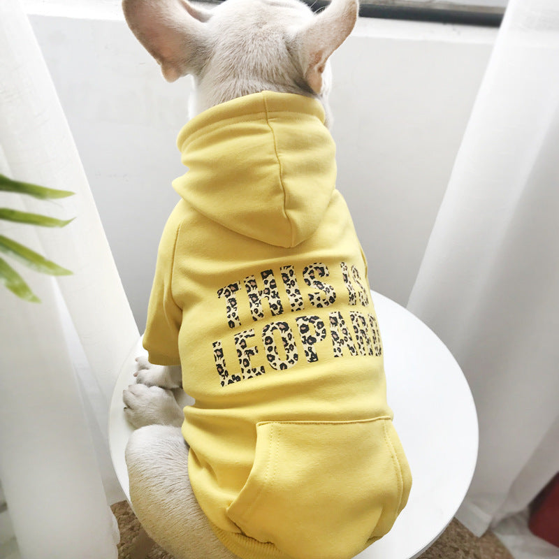 "This is leopard" cotton dog hoodie