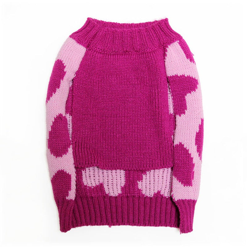Maglione Rosa Cuori per Cani - Caldo con Fiocco by Dog Moda
