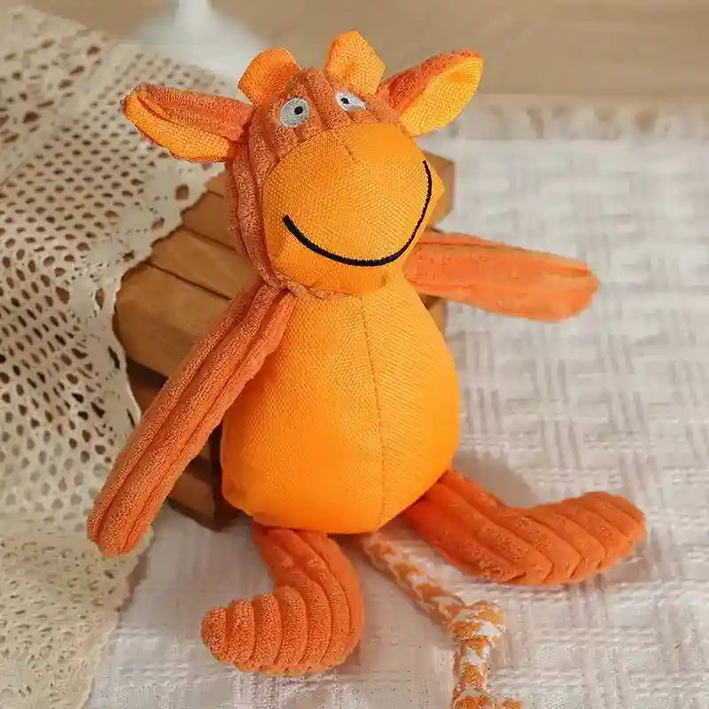 ぬいぐるみピンクの子豚 犬用 - ホイッスルとロープ付き 40cm