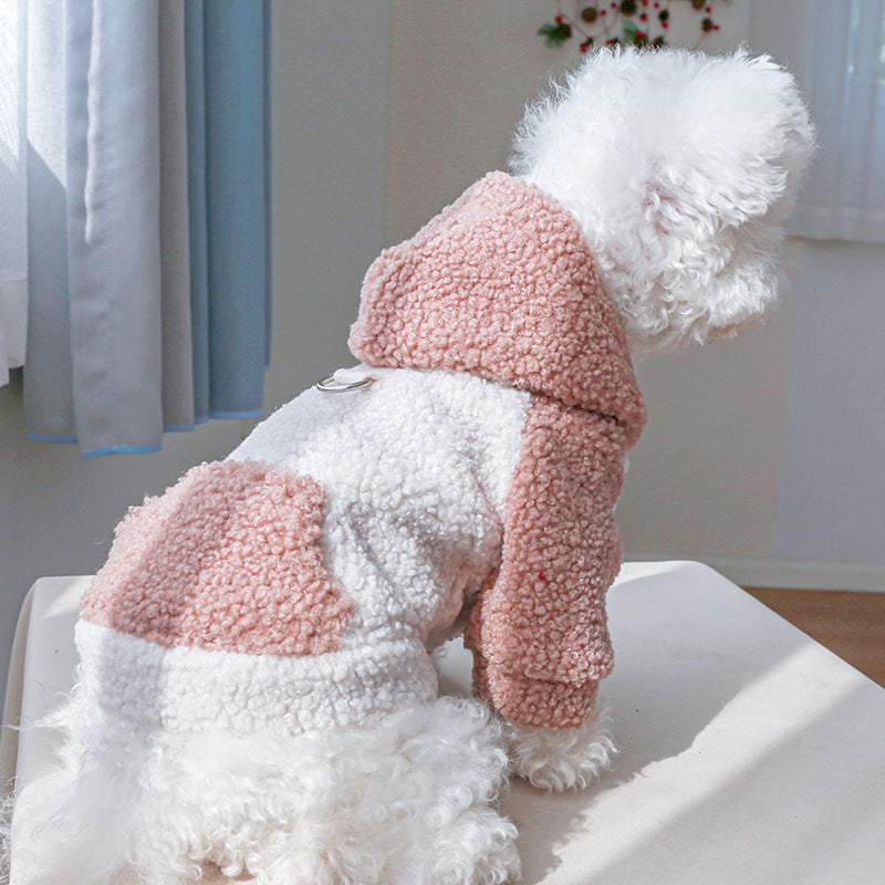 Cappotto per cani “Lamb” con cappuccio in pelo d’agnello