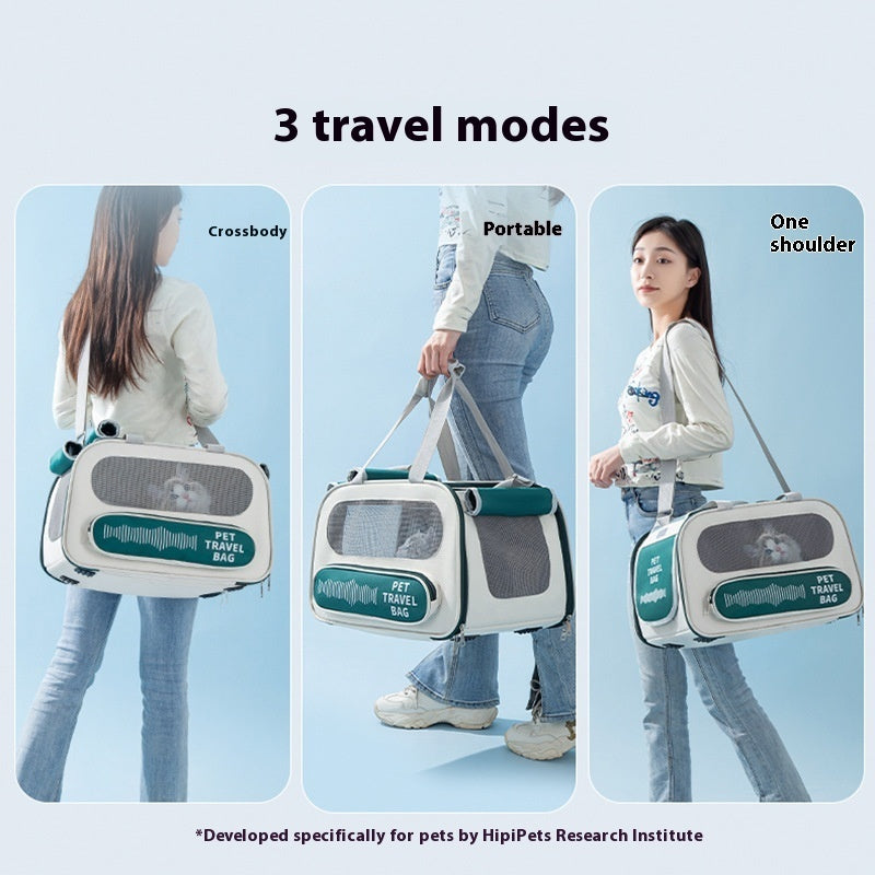 Trasportino Cani Ventilato con Rete Antigraffio Tracolla