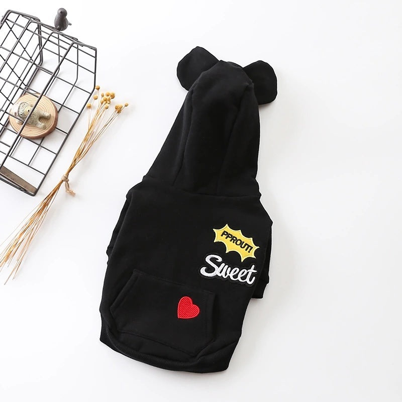 Sweet Dog Hoodie | Ears and Heart Embroidery 