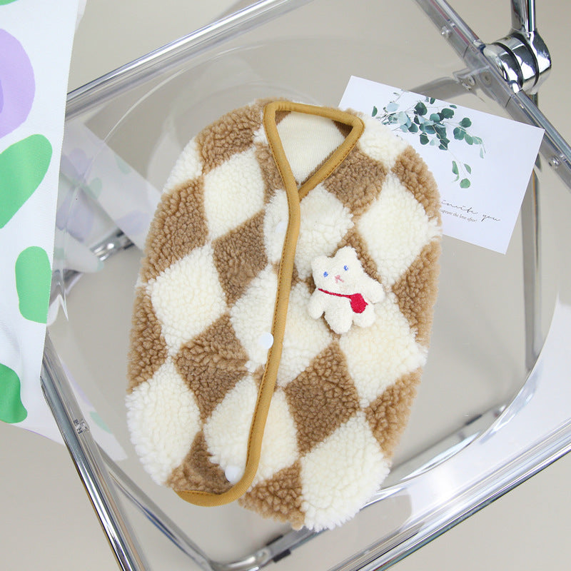 Abrigo de terciopelo con diseño de diamantes para mascotas