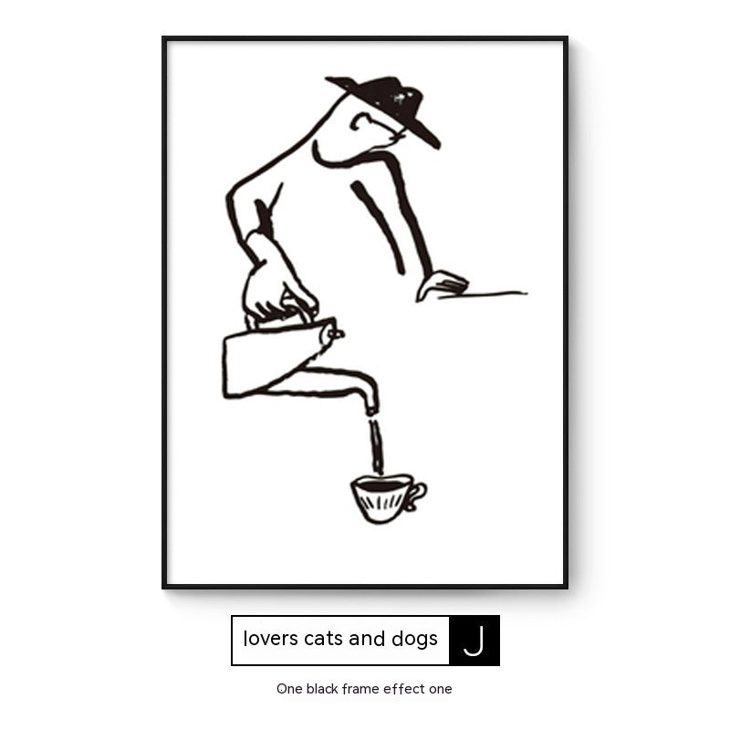 Quadro Astratto Persone con Cane - Stampa Decorativa Moderna