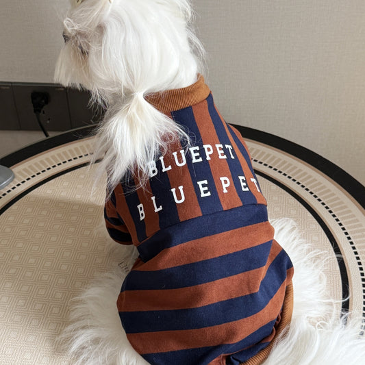 Maglia a Righe per Cani BluePet - Casual Marrone e Blu by Dog Moda