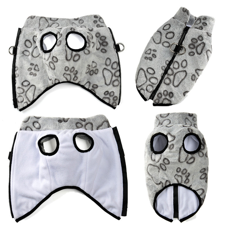 "Paw" Fleece Sleeveless Dog Coat with Paw Print