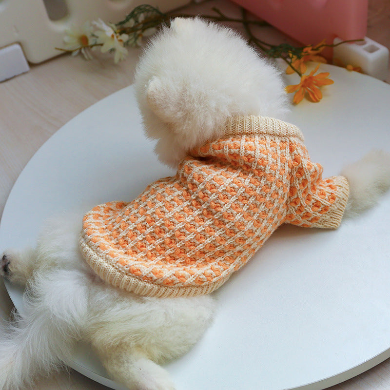 Maglioncino a Quadretti Arancione per Cani di Piccola Taglia – Stile e Calore per il Tuo Amico a Quattro Zampe - Dog Moda